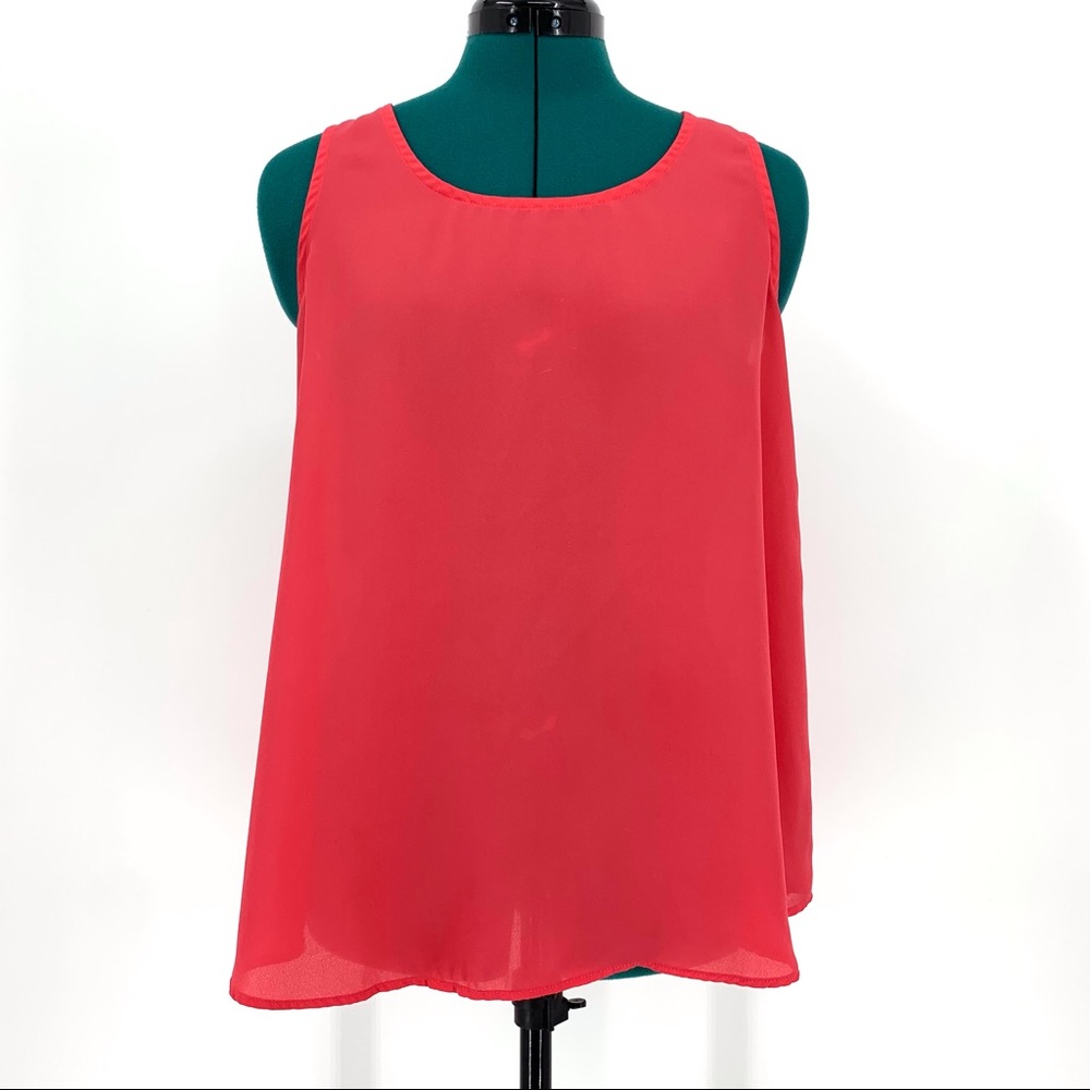 freebird CoralPink Sleeveless Top with Lace, Small